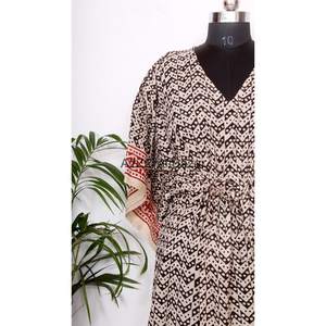 Elegante Kaftán Midi de Algodón 100% para Mujer, Ropa de Dormir con Diseños Coloridos, Kaftán Largo para el Verano - Product Image 5