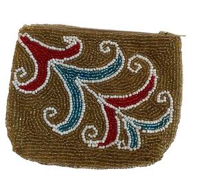 Petit sac à portefeuille élégant brodé artisanal rose et orange perlé élégant fantaisie traditionnel et mignon Premium par Hiba Enterprises - Product Image 4