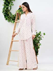 Conjunto de Dos Piezas de Alta Calidad para Mujer, Top sin Mangas con Hombros Descubiertos y Pantalones, Cintura Imperio Formal, Secado Rápido, Midi, 100% Algodón - Product Image 4