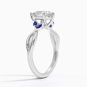 BOJ <b>Ring</b> 057 Pear Cut 925 <b>Silver</b> Willow <b>Ring</b> With Sapphire Accents Moissanite <b>Ring</b> GRA Certified 2ct D Wedding Anniversary Sale - Product Image 2
