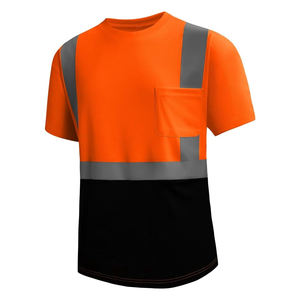 Polo de sécurité réfléchissant avec bandes réfléchissantes Classe 2, T-shirt orange haute visibilité, manches courtes, personnalisable - Product Image 1