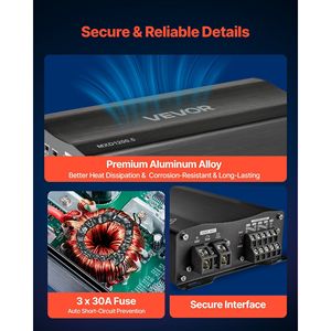 Amplificatore Audio per Auto a 5 Canali Bridgeable, Multicanale Classe D Stereo con Uscita Massima di 4 X 100W a 4 Ohm o 4 X 200W - Product Image 5