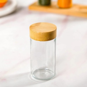 Kitchen Storage Minimalist Design for Herbs <b>Spices</b> Wooden Lids Glass Containers Airtight Glass Storage <b>Jars</b> with tray kitchen - Product Image 2