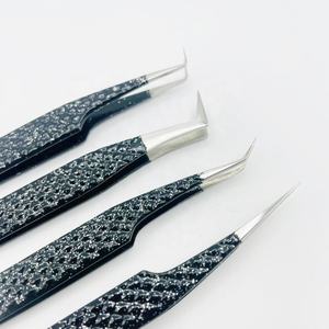 Juego de pinzas con purpurina, venta al por mayor, pinzas para pestañas con agarre de diamante de acero sostenible de alta calidad, logotipo personalizado - Product Image 4
