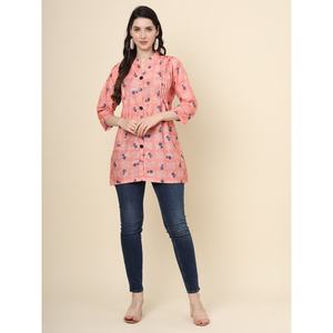 DISEÑADOR DE ALGODÓN IMPRESIÓN DIGITAL SOLO TOP MELOCOTÓN - Product Image 1