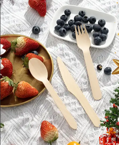 Juego de Cubiertos de Madera Biodegradables – Tenedor, Cuchillo y Cuchara Desechables, Utensilios de Madera Natural para Catering - Product Image 3