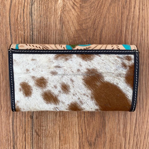 Sculpture À La Main Outillé Portefeuille Embrayage Téléphone Cas Élégant Multi Utilisations Western En Cuir Turquoise Couleur Fleur Portefeuille Pour Les Femmes - Product Image 4