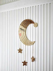 Décoration murale artisanale en rotin tressé pour chambre d'enfant, motif lune, vente en gros - Product Image 2
