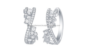 Classic 925 <b>Silver</b> Rhodium Plated Custom Cute Natural Diamond <b>Hoop</b> Stud <b>Earrings</b> Set Women's Fashion Jewelry Wedding Party Gifts - Product Image 6