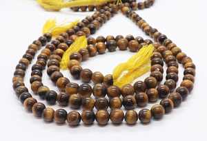 Cuentas redondas lisas de ojo de tigre natural AAA de 7-8 mm, cuentas redondas lisas de ojo de tigre amarillo de 13 pulgadas para la fabricación de joyas al por mayor - Product Image 4