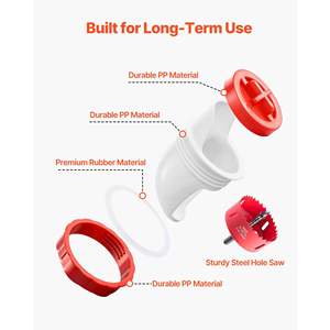 Kit d'alimentation automatique par gravité en acier robuste, résistant aux intempéries, pour poulets, 4 ports, sans gaspillage, couvercle d'alimentation pour volailles, comprend une scie d'étanchéité - Product Image 6