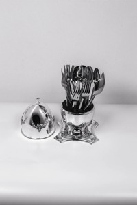 Porte-couverts de luxe finition argentée pour une décoration de cuisine somptueuse, organisateur de salle à manger familiale et idée de cadeau élégante - Product Image 2