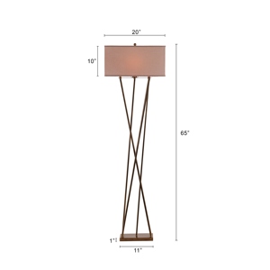 Lámpara de Pie con Base en Cruz Dorada, Moderna, Geométrica, de Lujo, con Pantalla Rectangular de Tela, Lámpara Artística de Trípode Metálico, Minimalista - Product Image 1