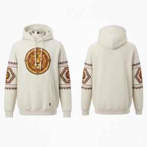 Sudadera con Capucha Bordada – Felpa Premium con Efecto Ácido, Diseño Detallado de Mandala y Gráficos Tribales, Ropa Urbana Artesanal de Edición Limitada - Product Image 1