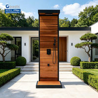 Colonne de douche élégante et robuste, finition ébène, avec fonction pluie rafraîchissante et raccord pour tuyau d'arrosage, pour jardin zen et douche extérieure de piscine