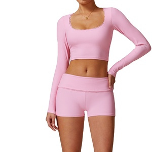 Haute qualité brossé respirant Yoga ensemble femmes serré taille haute bout à bout Yoga tenue course entraînement Fitness 2 pièces ensemble - Product Image 1
