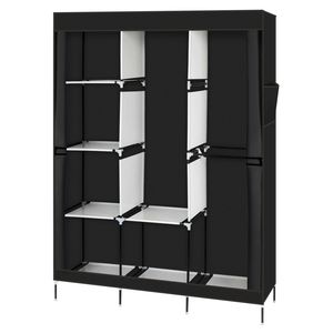 Armadio Portatile Pieghevole Nero da 71 Pollici con Ripiano, Organizzatore per Vestiti e Biancheria in Metallo e Plastica - Product Image 2