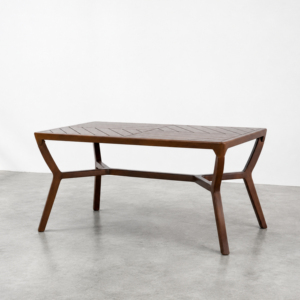 Table de salle à manger moderne en teck massif de luxe, ensemble de meubles commerciaux robustes pour bistrot et salon - Product Image 1