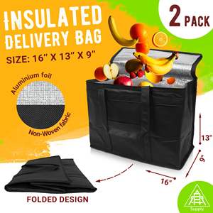 Bolsa Térmica Negra Resistente para Catering, 16 x 13 x 9 Pulgadas, Paquete de 2, con Cierre Superior, para Entrega de Alimentos y Comestibles - Product Image 2