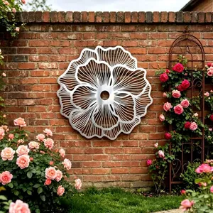 Grande Décoration Murale Florale en Métal, Art Mural 3D pour Jardin, Patio, Cour Arrière, Salon et Espaces Extérieurs - Product Image 2