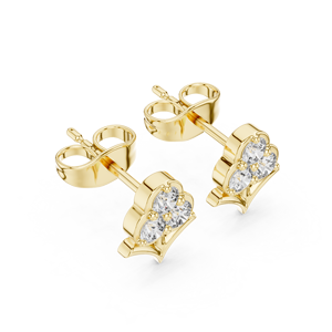 Diamante cultivado en laboratorio de corte redondo, oro amarillo de 14K/18K, arete floral de tres piedras con diamantes de 0.30CT DEF VVS, joyería fina y elegante para mujer, ODM. - Product Image 4