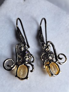 Boucles d'oreilles pendantes en citrine, bijoux en pierres précieuses faits à la main, style vintage, vente en gros pour femmes, export - Product Image 4