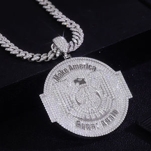 Colgante con la Frase 'Make America Great Again', Chapado en Plata, Aleación, Estilo Hip Hop, con Cristales de Imitación, Joyería de Moda para Hombre - Product Image 3