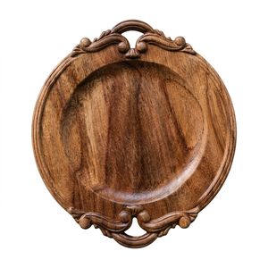 Bandeja de Servir de Madera de Acacia Doussie Vintage al por Mayor, Tallada a Mano con Diseño Wabi-Sabi, Plato Duradero y Ecológico para Cena o Frutas - Product Image 1