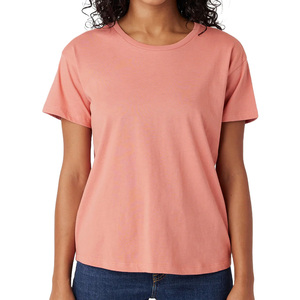 Camiseta Básica de Algodón para Mujer, Corte Ajustado, Cuello Redondo, Etiqueta Privada OEM, Suave y Elástica, Ropa Casual, Fabricante de Camisetas al por Mayor - Product Image 4