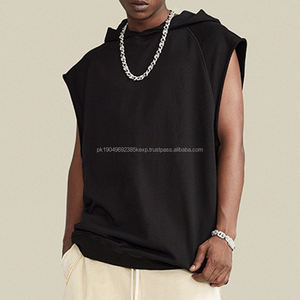 Custom Logo Heavyweight 300-500GSM Oversized 100% Cotton Graphic 3D Puff Printing <b>Sleeveless</b> <b>Hoodie</b> <b>Men's</b> Hoodies & Sweatshirts - Product Image 1