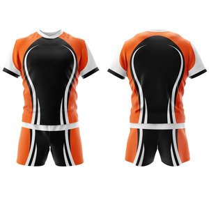 <b>Men's</b> Orange <b>Black</b> White Sublimated Soccer Jersey Crew Neck Short Sleeve Moisture Wicking Athletic Fit All Seasons - Product Image 1