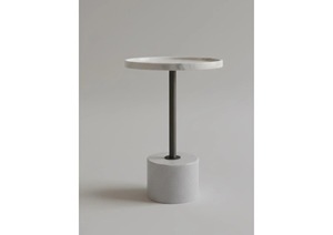 Mesa Auxiliar Minimalista con Tapa de Mármol y Base de Metal, Mueble Moderno para Sala de Estar, Mesa de Centro Decorativa - Product Image 2
