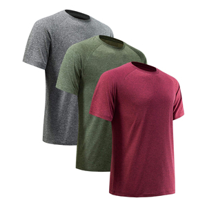 T-shirt en tricot à manches courtes pour homme, col rond, couleur unie, coupe classique, séchage rapide, polyester, décontracté, blanc, rouge, bleu, gris, noir, gym - Product Image 6