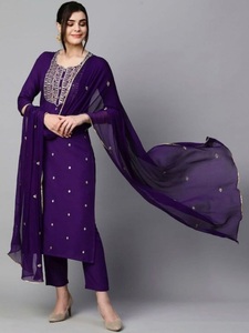 DESIGNER RAYON <b>EMBROIDERY</b> WORK TOP BOTTOM WITH DUPATTA PURPLE 74072 - Product Image 1