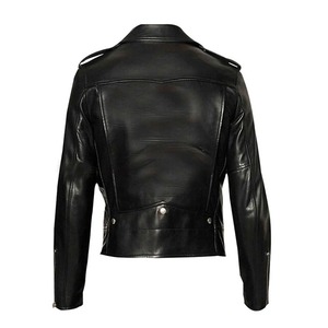 Chaqueta de Motociclista de Cuero Auténtico Negra para Hombre, Estilo Celebridad - Product Image 2