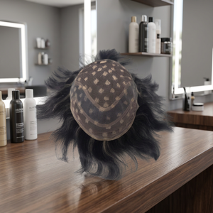 Toupee de Encaje Taz Hair Bangladesh, Cabello Remy Indio, 130% de Densidad, Ondas Sueltas, Diseño Central, 100% Atado a Mano, Nudos Invisibles, 40-80g - Product Image 1