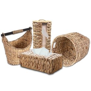 Natural Rattan <b>Storage</b> <b>Baskets</b> Set With Handles <b>Rectangle</b> Multi Purpose Rustic Design For Neatening And Organization - Product Image 1