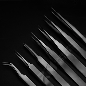 Pince à cils professionnelle en acier inoxydable personnalisée, durable, anti-magnétique, pour isolation de cils volumineux - Product Image 2