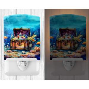 Certifié UL NOUVEAU Coffre au trésor en céramique multicolore 6x4x3 Veilleuse compacte pour chambre à coucher salle de bain pépinière couloir cuisine - Product Image 2