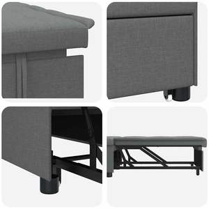 Canapé-lit gris foncé extensible 76,38 x 19,69 x 32,28 pouces en contreplaqué - Product Image 5