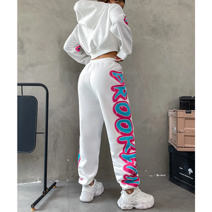 Conjunto de Sudadera con Capucha y Pantalones de Chándal Personalizado, Ropa Urbana de Otoño, Estampado de Letras, Top Corto para Mujer, Chándal de 2 Piezas, Sudaderas con Capucha y Pantalones Deportivos - Product Image 2