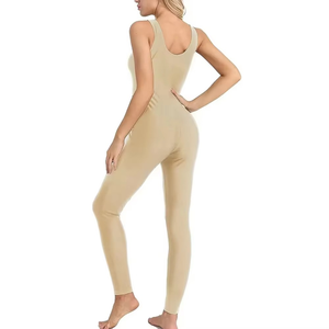 Mono de mujer sin mangas de cintura alta, control de abdomen, moldeador, largo completo, color liso, ajuste ceñido, cuello redondo, Spandex Nylon - Product Image 5