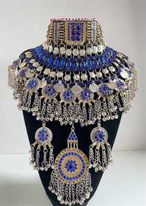 Nouvel ensemble de bijoux ethniques afghans Kuchi 2026 pour femme, collier à pampilles et boucles d'oreilles plaqués argent antique, Tikka pour mariage, fête ou Aïd - Product Image 5