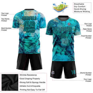 Custom Long Sleeve Soccer Uniform Set Sublimation <b>Tie</b> <b>Dye</b> Football Jersey Team Training <b>Kit</b> Breathable Men Soccer <b>Kits</b> Shorts - Product Image 3