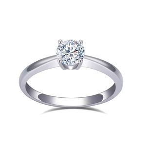 Anillo de Compromiso de Diamante Redondo de Corte Brillante Platino, Estilo Clásico, Certificado IGI, para Mujer - Product Image 3