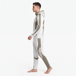 Ensemble de sport personnalisé pour homme en coton et polyester, respirant, avec haut à manches longues, veste contrastée et pantalon de jogging à cordon de serrage - Product Image 4