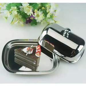 Mantequillera metálica con tapa para la mesa de comedor, caja para guardar mantequilla para la cocina. - Product Image 1