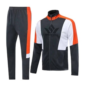 Ensemble de survêtement pour homme avec veste zippée et pantalon de jogging à blocs de couleur, poches latérales, séchage rapide, en polyester, idéal pour l'automne - Product Image 3