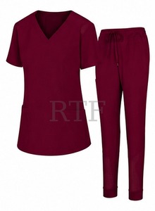 Ensemble de blouses médicales unisexes de qualité supérieure à col en V et extensibles – Uniforme médical 100 % coton écologique avec pantalon cargo |   Du brut au raffiné - Product Image 3