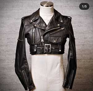 Chaqueta de Motociclista de Cuero Genuino para Mujer, con Cuello Alto, Cierre de Cremallera, Manga Larga, Corte Corto, para Otoño - Product Image 1